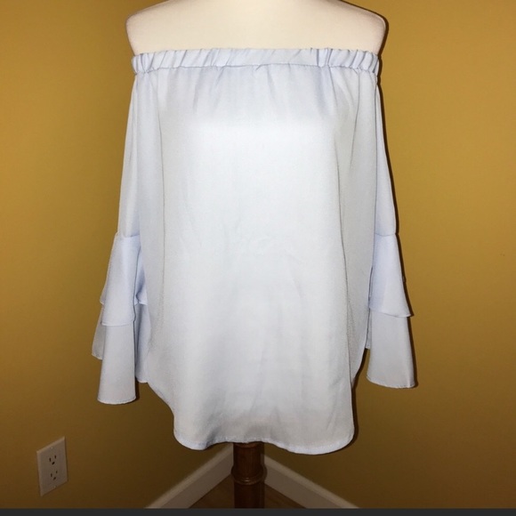 Tops - 2/$25 Light blue off the shoulder top